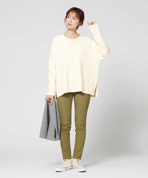 Right-on（ライトオン）の「【HONEYSUCKLE ROSE】キレイがつづくニット マシュマロタッチクルーニット（ニット/セーター・レディース・ブラック/オフホワイト・L/M）」の3枚目の写真