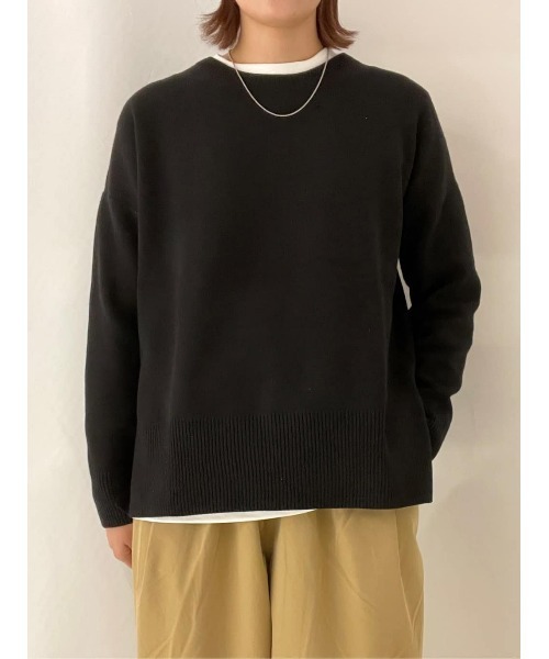 Right-on（ライトオン）の「【HONEYSUCKLE ROSE】キレイがつづくニット マシュマロタッチクルーニット（ニット/セーター・レディース・ブラック/オフホワイト・L/M）」の12枚目の写真