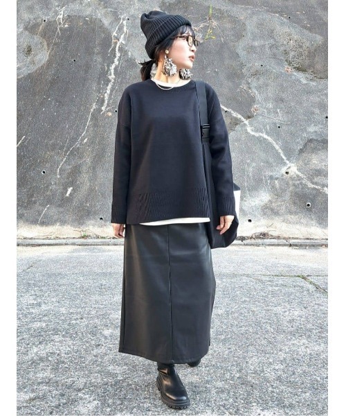 Right-on（ライトオン）の「【HONEYSUCKLE ROSE】キレイがつづくニット マシュマロタッチクルーニット（ニット/セーター・レディース・ブラック/オフホワイト・L/M）」の17枚目の写真