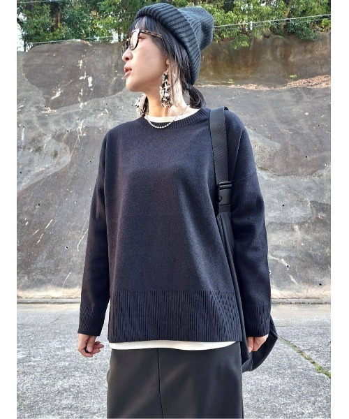 Right-on（ライトオン）の「【HONEYSUCKLE ROSE】キレイがつづくニット マシュマロタッチクルーニット（ニット/セーター・レディース・ブラック/オフホワイト・L/M）」の20枚目の写真