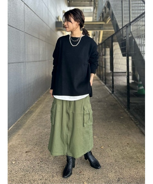 Right-on（ライトオン）の「【HONEYSUCKLE ROSE】キレイがつづくニット マシュマロタッチクルーニット（ニット/セーター・レディース・ブラック/オフホワイト・L/M）」の6枚目の写真