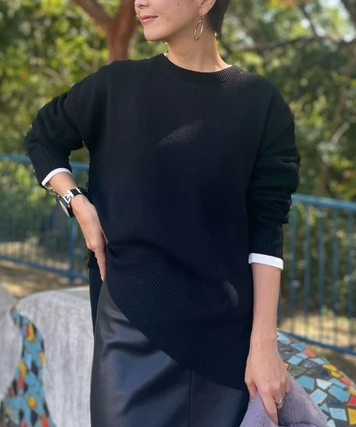 Right-on（ライトオン）の「【HONEYSUCKLE ROSE】キレイがつづくニット マシュマロタッチクルーニット（ニット/セーター・レディース・ブラック/オフホワイト・L/M）」の15枚目の写真