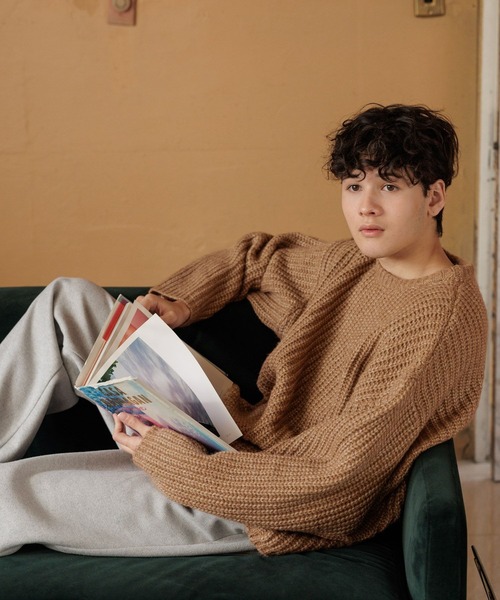 niko and...(ニコアンド)の「アゼワイドニットプルオーバー(ニット/セーター・メンズ・ブラウン/キャメル/チャコール/ブルー・MEDIUM/LARGE)」の10枚目の写真