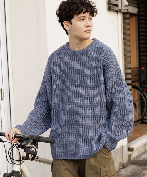 niko and...(ニコアンド)の「アゼワイドニットプルオーバー(ニット/セーター・メンズ・ブラウン/キャメル/チャコール/ブルー・MEDIUM/LARGE)」の11枚目の写真