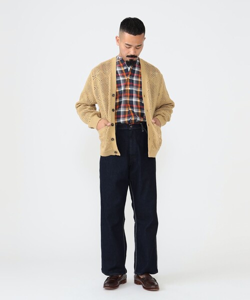 BEAMS PLUS（ビームスプラス）の「BEAMS PLUS / メッシュ アーガイル カーディガン（カーディガン/ボレロ・メンズ・ベージュ/オリーブ/カーキ・L/M/XL/S）」の9枚目の写真