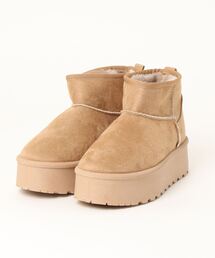 シュープラザ | 【シュープラザ】厚底ムートン風ブーツ(ブーツ)