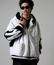 RE730(A[C[ZuT[eB[)Eco fur big logo hood blouson / GRt@[ rbOS t[hu] unisex(u])