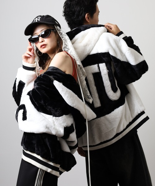 RE730(アールイーセブンサーティー)の「Eco fur big logo hood blouson / エコファー ビッグロゴ フードブルゾン unisex(ブルゾン・メンズ・ラベンダー/ブラック/ホワイト/サックスブルー・XL/M/L)」の20枚目の写真