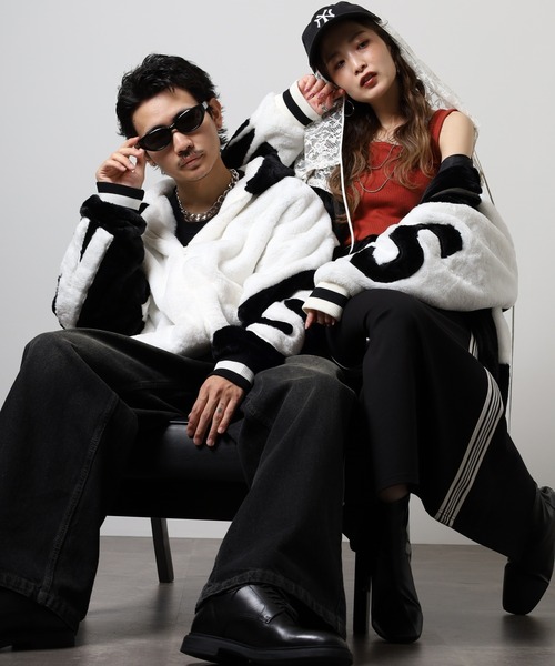 RE730(アールイーセブンサーティー)の「Eco fur big logo hood blouson / エコファー ビッグロゴ フードブルゾン unisex(ブルゾン・メンズ・ラベンダー/ブラック/ホワイト/サックスブルー・XL/M/L)」の22枚目の写真