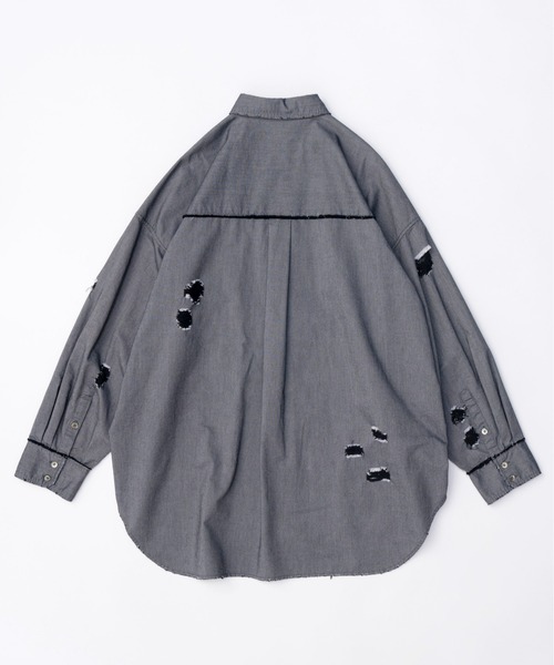 MAISON SPECIAL(メゾンスペシャル)の「Distressed Shirt/ダメージシャツ【MAISON SPECIAL/メゾンスペシャル】(シャツ/ブラウス・レディース・ブルー/グレー・FREE)」の18枚目の写真