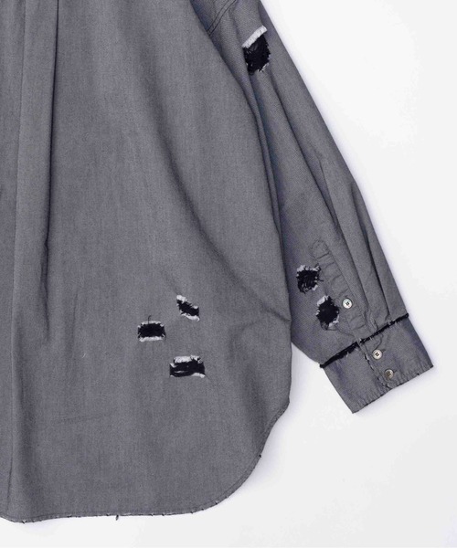 MAISON SPECIAL(メゾンスペシャル)の「Distressed Shirt/ダメージシャツ【MAISON SPECIAL/メゾンスペシャル】(シャツ/ブラウス・レディース・ブルー/グレー・FREE)」の21枚目の写真