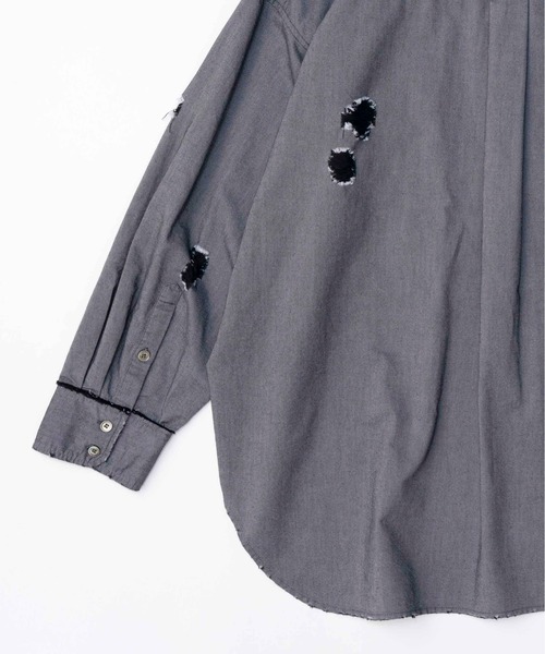MAISON SPECIAL(メゾンスペシャル)の「Distressed Shirt/ダメージシャツ【MAISON SPECIAL/メゾンスペシャル】(シャツ/ブラウス・レディース・ブルー/グレー・FREE)」の20枚目の写真