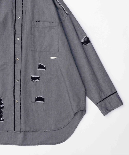 MAISON SPECIAL(メゾンスペシャル)の「Distressed Shirt/ダメージシャツ【MAISON SPECIAL/メゾンスペシャル】(シャツ/ブラウス・レディース・ブルー/グレー・FREE)」の15枚目の写真