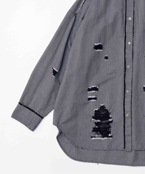 MAISON SPECIAL(メゾンスペシャル)の「Distressed Shirt/ダメージシャツ【MAISON SPECIAL/メゾンスペシャル】(シャツ/ブラウス・レディース・ブルー/グレー・FREE)」の16枚目の写真