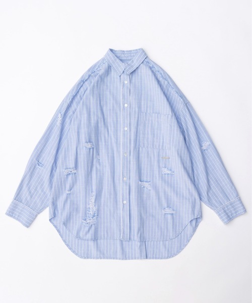 MAISON SPECIAL(メゾンスペシャル)の「Distressed Shirt/ダメージシャツ【MAISON SPECIAL/メゾンスペシャル】(シャツ/ブラウス・レディース・ブルー/グレー・FREE)」の12枚目の写真