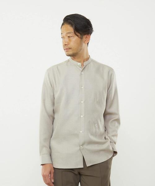 MEN'S MELROSE(メンズメルローズ)の「ウーリーバンドカラーシャツ(シャツ/ブラウス・メンズ・ラベンダー/ブルー/ネイビー/グレイッシュベージュ・4/3/2)」の1枚目の写真