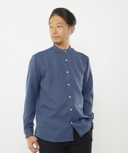 MEN'S MELROSE(メンズメルローズ)の「ウーリーバンドカラーシャツ(シャツ/ブラウス・メンズ・ラベンダー/ブルー/ネイビー/グレイッシュベージュ・4/3/2)」の3枚目の写真