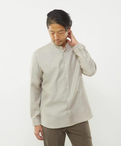 MEN'S MELROSE(メンズメルローズ)の「ウーリーバンドカラーシャツ(シャツ/ブラウス・メンズ・ラベンダー/ブルー/ネイビー/グレイッシュベージュ・4/3/2)」の6枚目の写真