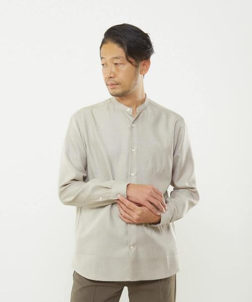 MEN'S MELROSE(メンズメルローズ)の「ウーリーバンドカラーシャツ(シャツ/ブラウス・メンズ・ラベンダー/ブルー/ネイビー/グレイッシュベージュ・4/3/2)」の7枚目の写真