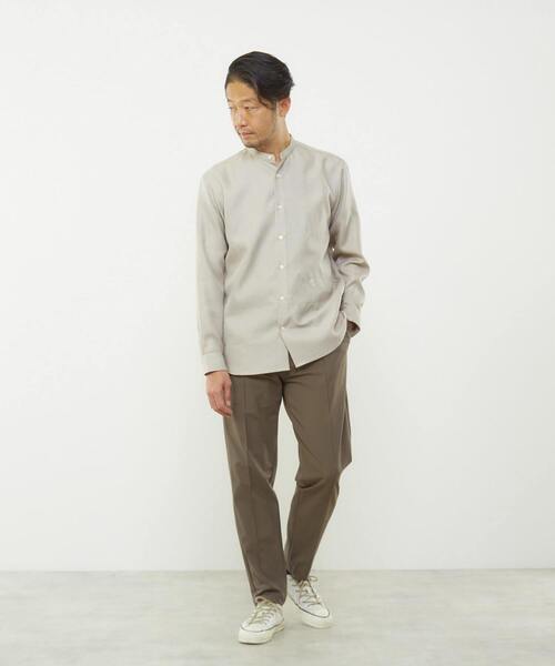 MEN'S MELROSE(メンズメルローズ)の「ウーリーバンドカラーシャツ(シャツ/ブラウス・メンズ・ラベンダー/ブルー/ネイビー/グレイッシュベージュ・4/3/2)」の8枚目の写真