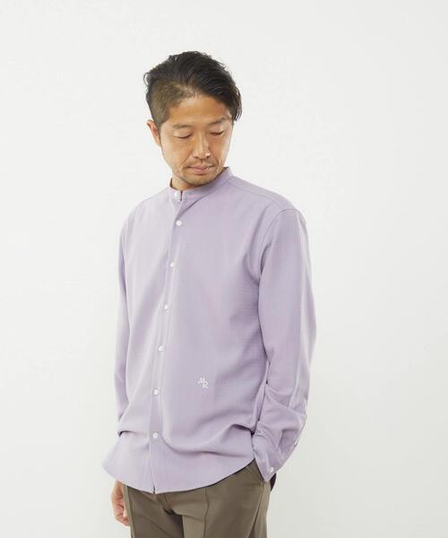 MEN'S MELROSE(メンズメルローズ)の「ウーリーバンドカラーシャツ(シャツ/ブラウス・メンズ・ラベンダー/ブルー/ネイビー/グレイッシュベージュ・4/3/2)」の11枚目の写真