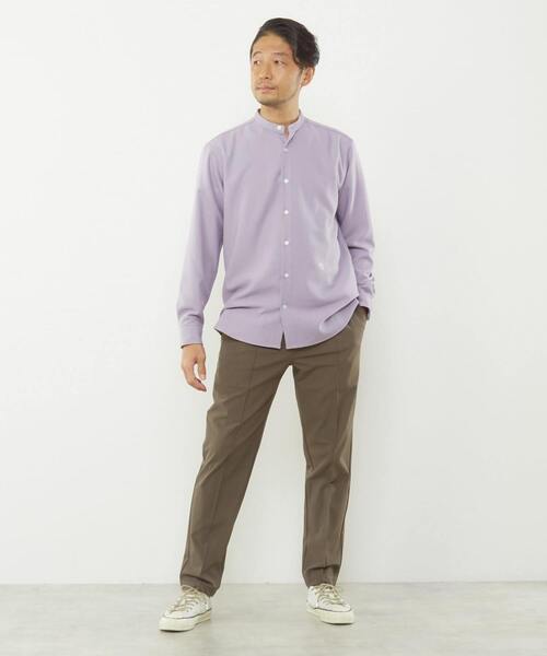 MEN'S MELROSE(メンズメルローズ)の「ウーリーバンドカラーシャツ(シャツ/ブラウス・メンズ・ラベンダー/ブルー/ネイビー/グレイッシュベージュ・4/3/2)」の13枚目の写真