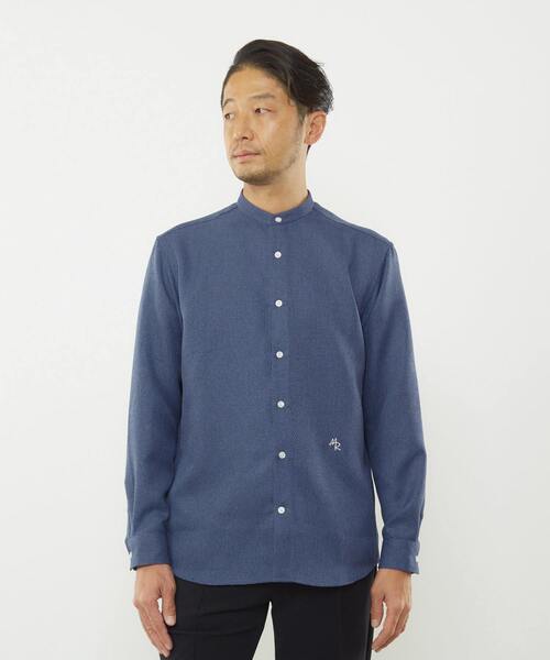 MEN'S MELROSE(メンズメルローズ)の「ウーリーバンドカラーシャツ(シャツ/ブラウス・メンズ・ラベンダー/ブルー/ネイビー/グレイッシュベージュ・4/3/2)」の14枚目の写真