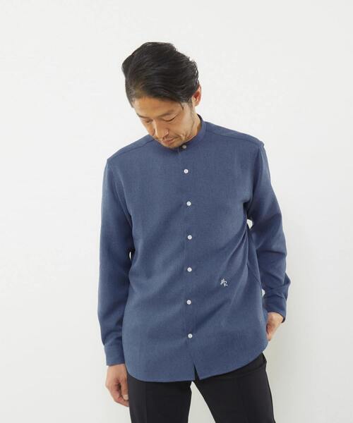 MEN'S MELROSE(メンズメルローズ)の「ウーリーバンドカラーシャツ(シャツ/ブラウス・メンズ・ラベンダー/ブルー/ネイビー/グレイッシュベージュ・4/3/2)」の15枚目の写真
