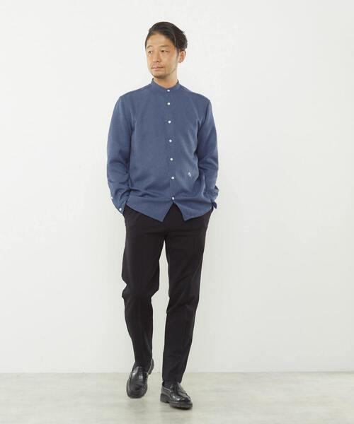 MEN'S MELROSE(メンズメルローズ)の「ウーリーバンドカラーシャツ(シャツ/ブラウス・メンズ・ラベンダー/ブルー/ネイビー/グレイッシュベージュ・4/3/2)」の16枚目の写真
