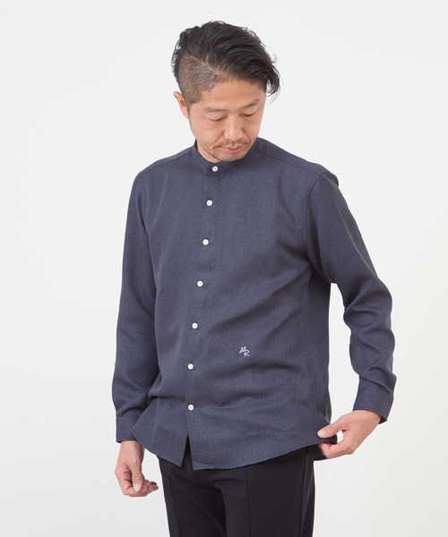 MEN'S MELROSE(メンズメルローズ)の「ウーリーバンドカラーシャツ(シャツ/ブラウス・メンズ・ラベンダー/ブルー/ネイビー/グレイッシュベージュ・4/3/2)」の18枚目の写真