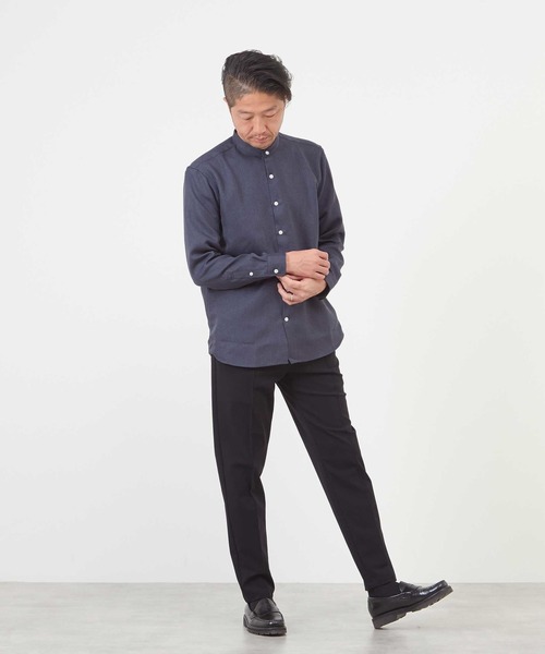 MEN'S MELROSE(メンズメルローズ)の「ウーリーバンドカラーシャツ(シャツ/ブラウス・メンズ・ラベンダー/ブルー/ネイビー/グレイッシュベージュ・4/3/2)」の21枚目の写真