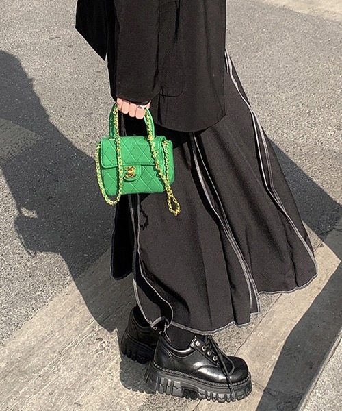 c.u.l（シーユーエル）の「ラインステッチ ロングスカート culw613（スカート・レディース・ブラック・M/L）」の6枚目の写真