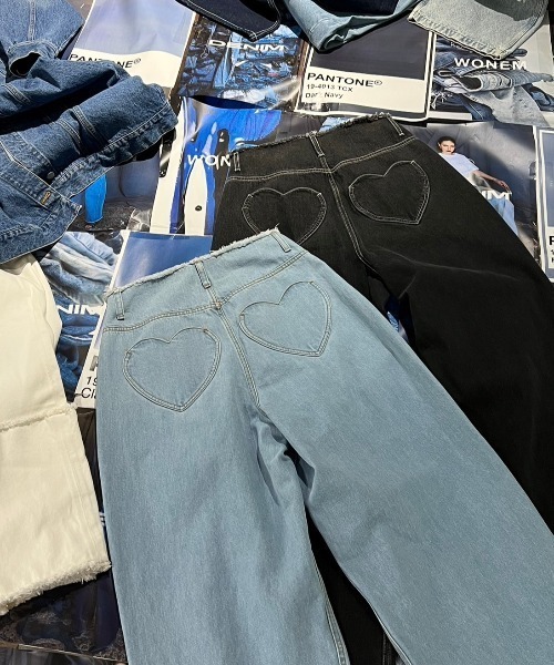 WONEM（ウォンエム）の「ハートポケットステッチワイドジーンズ