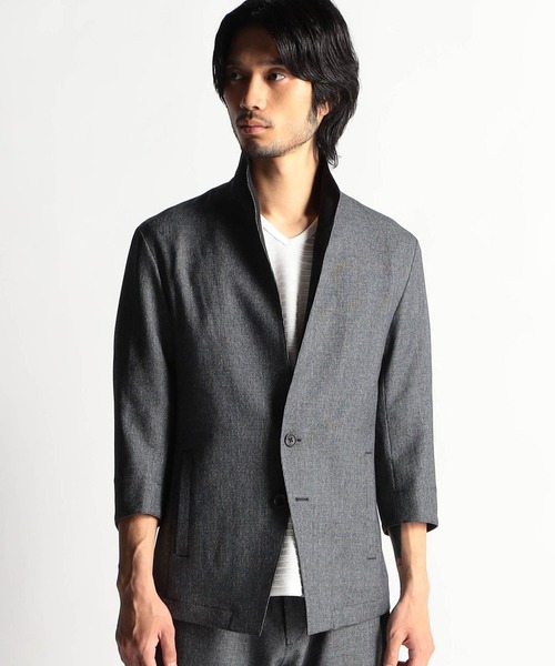 【セール】メランジウーステッド7分袖ジャケット（カバーオール）｜HIDEAWAYS NICOLE（ハイダウェイニコル）