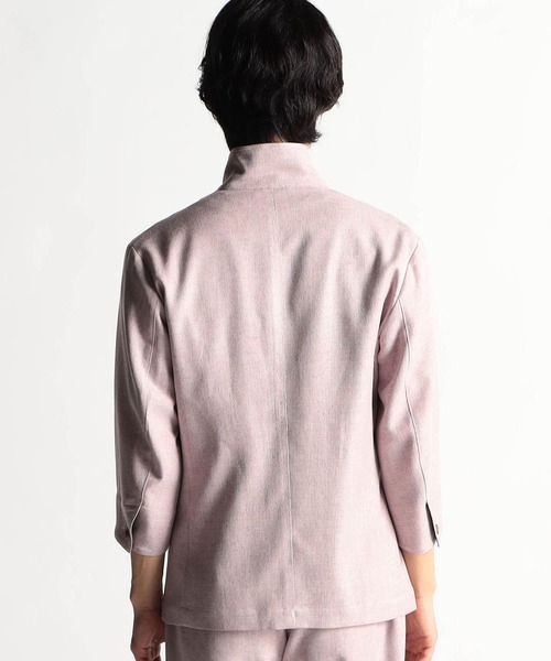 HIDEAWAYS NICOLE(ハイダウェイニコル)の「メランジウーステッド7分袖ジャケット(カバーオール・メンズ・チャコールグレー/ライトグレー/サックスブルー/ピンク・MEDIUM/LARGE/X-LARGE)」の6枚目の写真