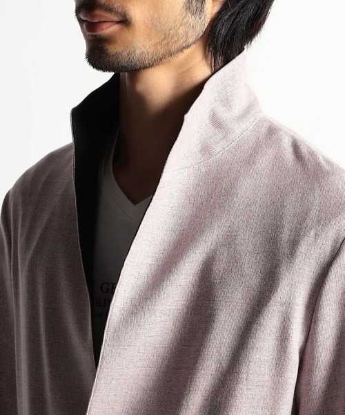 HIDEAWAYS NICOLE(ハイダウェイニコル)の「メランジウーステッド7分袖ジャケット(カバーオール・メンズ・チャコールグレー/ライトグレー/サックスブルー/ピンク・MEDIUM/LARGE/X-LARGE)」の8枚目の写真