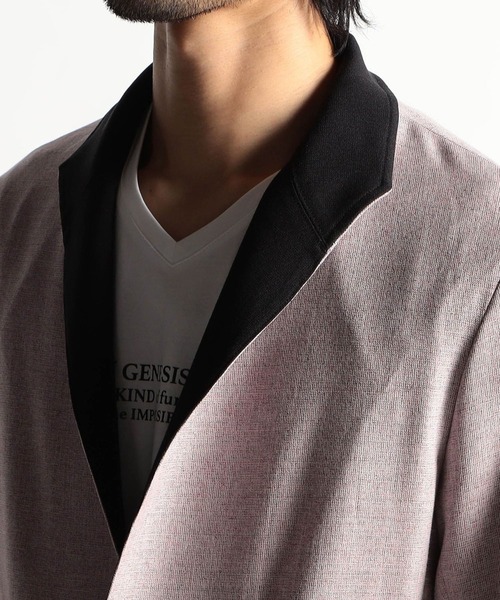 HIDEAWAYS NICOLE(ハイダウェイニコル)の「メランジウーステッド7分袖ジャケット(カバーオール・メンズ・チャコールグレー/ライトグレー/サックスブルー/ピンク・MEDIUM/LARGE/X-LARGE)」の9枚目の写真