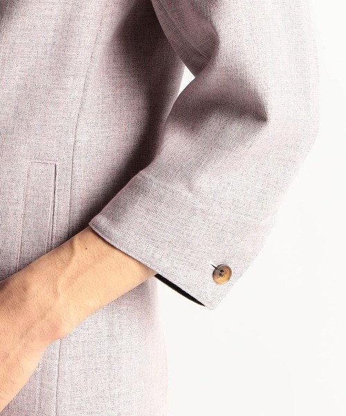 HIDEAWAYS NICOLE(ハイダウェイニコル)の「メランジウーステッド7分袖ジャケット(カバーオール・メンズ・チャコールグレー/ライトグレー/サックスブルー/ピンク・MEDIUM/LARGE/X-LARGE)」の11枚目の写真