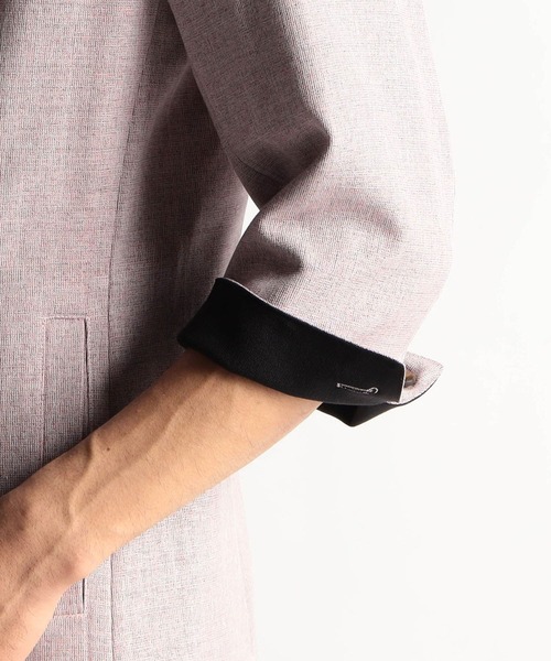 HIDEAWAYS NICOLE(ハイダウェイニコル)の「メランジウーステッド7分袖ジャケット(カバーオール・メンズ・チャコールグレー/ライトグレー/サックスブルー/ピンク・MEDIUM/LARGE/X-LARGE)」の12枚目の写真