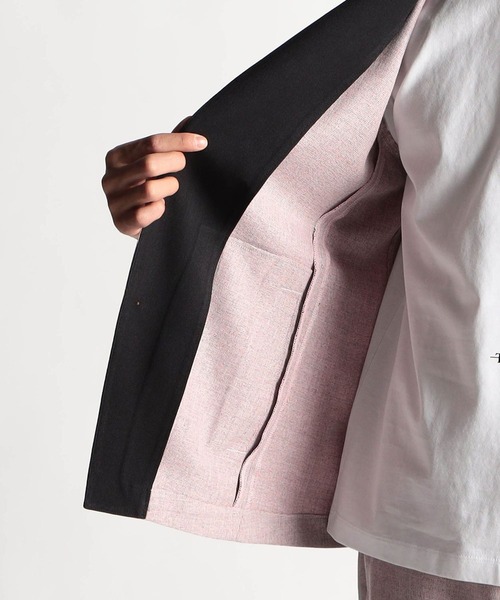 HIDEAWAYS NICOLE(ハイダウェイニコル)の「メランジウーステッド7分袖ジャケット(カバーオール・メンズ・チャコールグレー/ライトグレー/サックスブルー/ピンク・MEDIUM/LARGE/X-LARGE)」の14枚目の写真