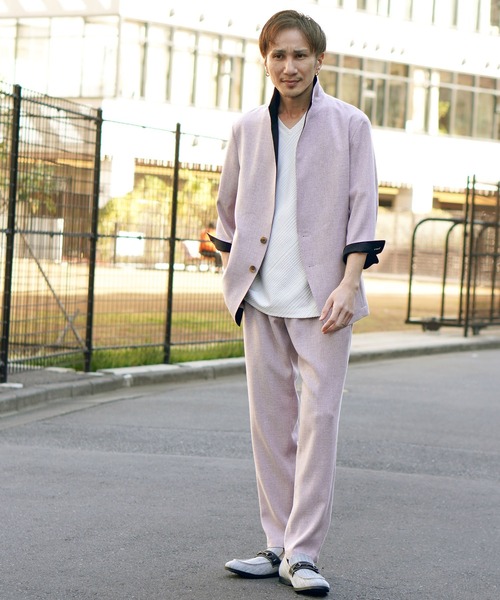 HIDEAWAYS NICOLE(ハイダウェイニコル)の「メランジウーステッド7分袖ジャケット(カバーオール・メンズ・チャコールグレー/ライトグレー/サックスブルー/ピンク・MEDIUM/LARGE/X-LARGE)」の20枚目の写真