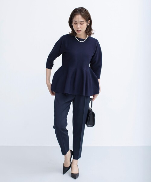 組曲（クミキョク）の「【WEB限定】スポンディッシュペプラム ニット（ニット/セーター・レディース・サックスブルー系/ネイビー系/アイボリー系・2/3）」の16枚目の写真