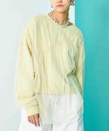 Settimissimo | 裏毛 チュールレイヤード ギャザーデザイン プルオーバー(スウェット)