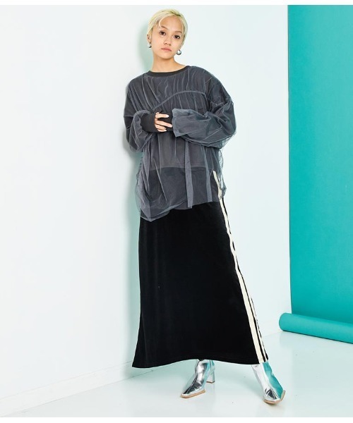 Settimissimo（セッティミッシモ）の「裏毛 チュールレイヤード ギャザーデザイン プルオーバー（スウェット・レディース・イエロー×グリーン/スミクロ・FREE）」の9枚目の写真