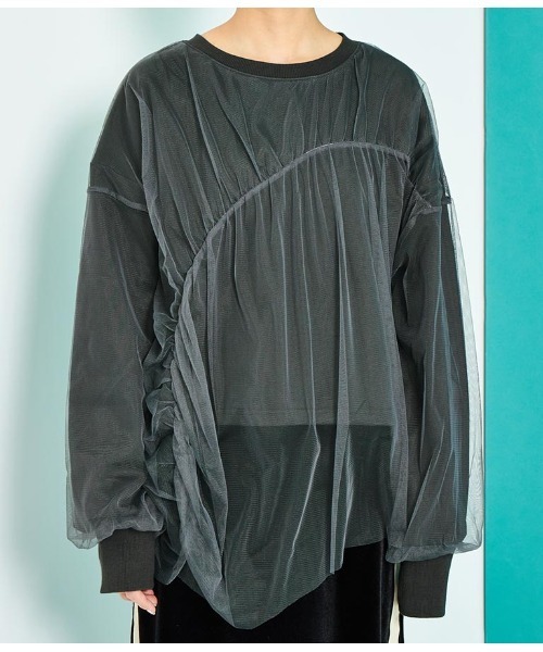 Settimissimo（セッティミッシモ）の「裏毛 チュールレイヤード ギャザーデザイン プルオーバー（スウェット・レディース・イエロー×グリーン/スミクロ・FREE）」の20枚目の写真