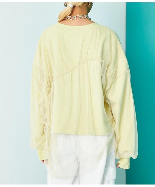 Settimissimo（セッティミッシモ）の「裏毛 チュールレイヤード ギャザーデザイン プルオーバー（スウェット・レディース・イエロー×グリーン/スミクロ・FREE）」の22枚目の写真
