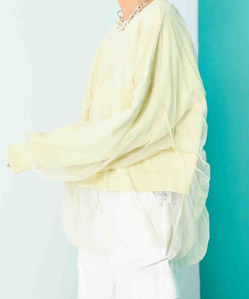 Settimissimo（セッティミッシモ）の「裏毛 チュールレイヤード ギャザーデザイン プルオーバー（スウェット・レディース・イエロー×グリーン/スミクロ・FREE）」の7枚目の写真