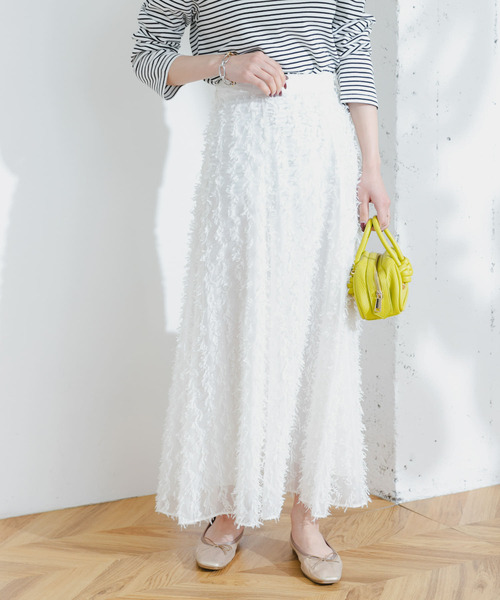 F by ROSSO（エフバイロッソ）の「F by ROSSO　リボンジャガードフレアスカート（スカート・レディース・グレー/ホワイト・36/38）」の3枚目の写真