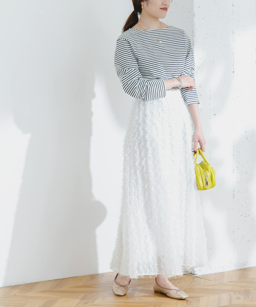 F by ROSSO（エフバイロッソ）の「F by ROSSO　リボンジャガードフレアスカート（スカート・レディース・グレー/ホワイト・36/38）」の6枚目の写真