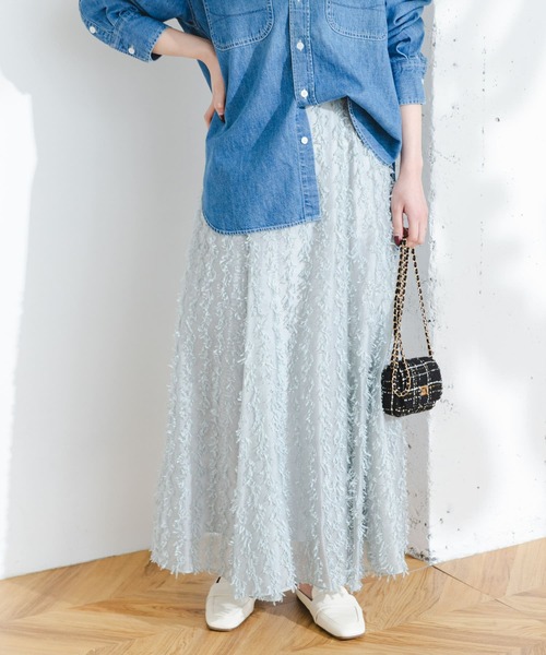 F by ROSSO（エフバイロッソ）の「F by ROSSO　リボンジャガードフレアスカート（スカート・レディース・グレー/ホワイト・36/38）」の9枚目の写真